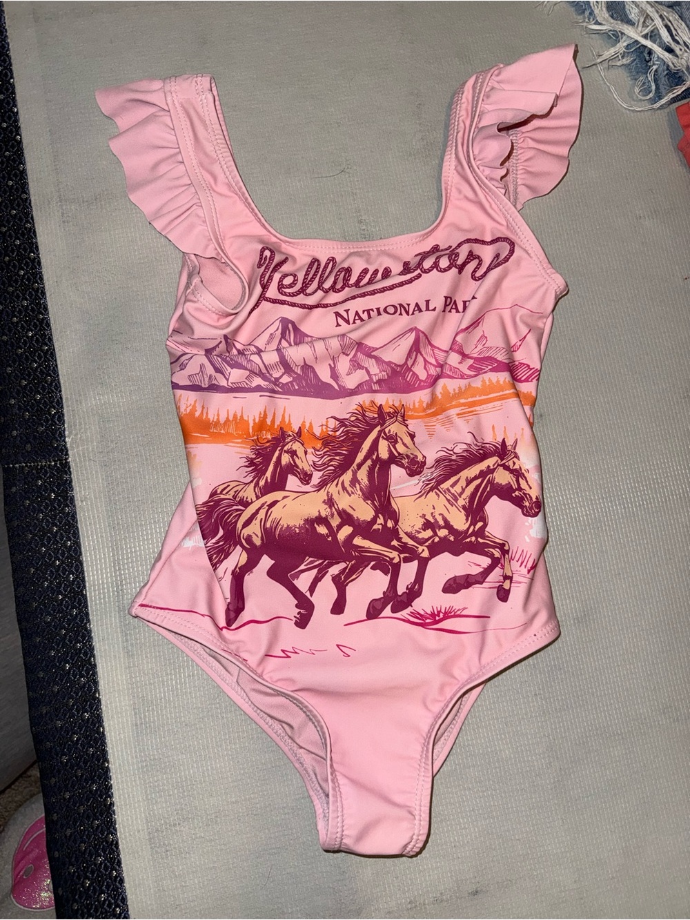 Wrangler Pink Horse & Mountain One-Piece Swimsuit